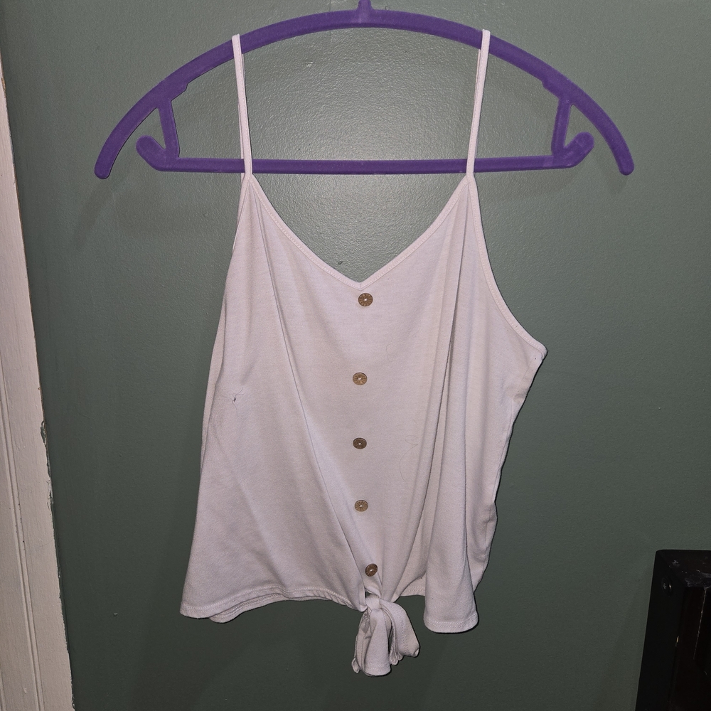 SHEIN White Button-Down Tie-Front Camisole